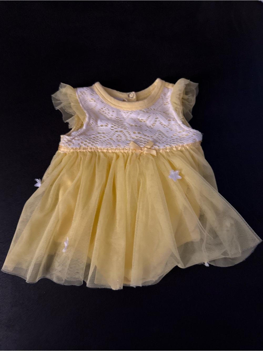 Duck Duck Goose Yellow Tulle Dress with Lace Bodice